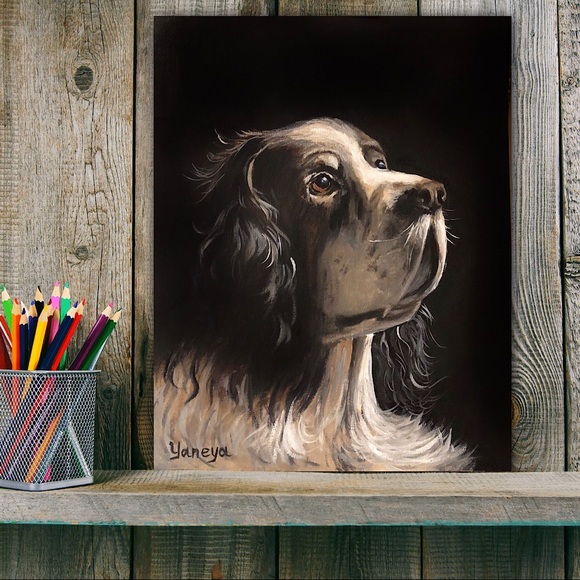 Original Oil Painting Signed custom animal portraits dog painting - Picture 7 of 8